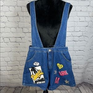 ElfSack denim short overalls w/Daffy Duck …